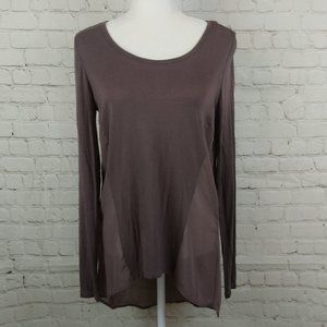 BKEred Brown Sheer Back Long Sleeve Top Size L?